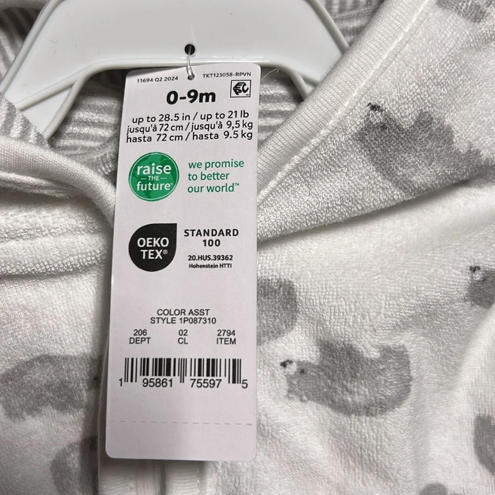 Carter's Cozy White and Gray Baby Robe